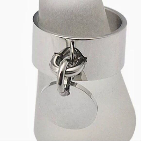 Silver Wide Band Coin Charm Ring NEW - Picture 3 of 4